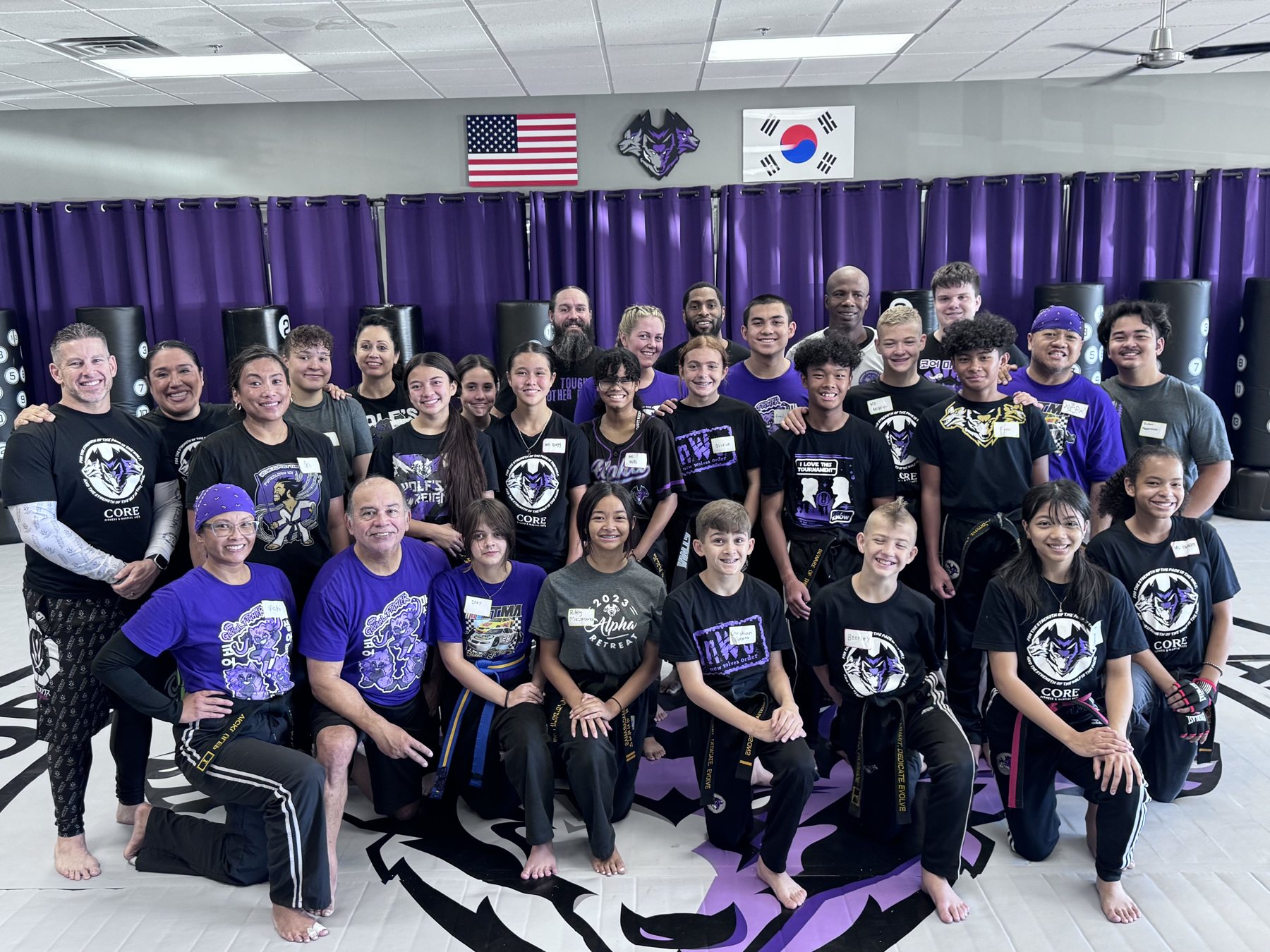 A big group of students and coaches together at CORE Fitness & Martial Arts in Henderson