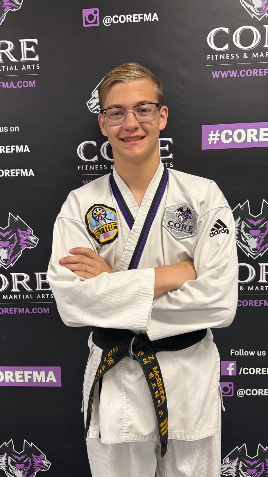 Zander McBride, 3rd Degree Black Belt, at CORE Fitness & Martial Arts in Henderson